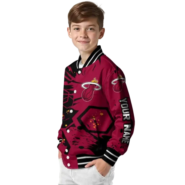 personalized miami heat hexagon cluster red black varsity jacket trendy.webp
