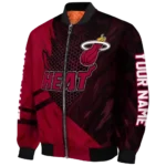 personalized miami heat hexagon mesh red black bomber jacket best selling