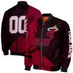 personalized miami heat hexagon mesh red black bomber jacket best selling