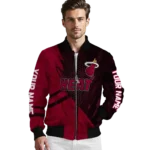 personalized miami heat hexagon mesh red black bomber jacket best selling