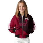 personalized miami heat hexagon mesh red black bomber jacket best selling