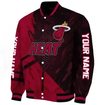 personalized miami heat hexagon mesh red black varsity jacket best selling.webp