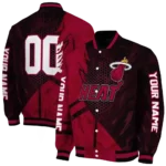personalized miami heat hexagon mesh red black varsity jacket best selling.webp