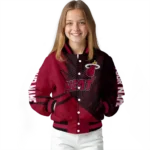 personalized miami heat hexagon mesh red black varsity jacket best selling.webp