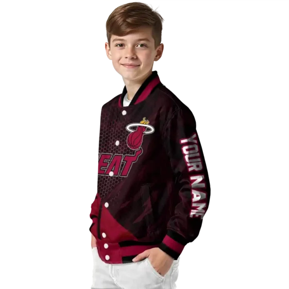 personalized miami heat hexagon mesh red black varsity jacket trendy.webp