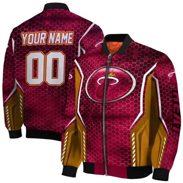 personalized miami heat power plate red bomber jacket fashion forward