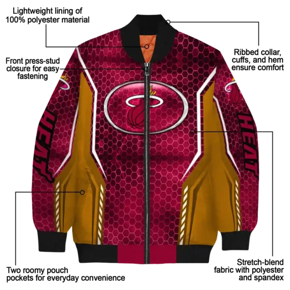 personalized miami heat power plate red bomber jacket new arrival