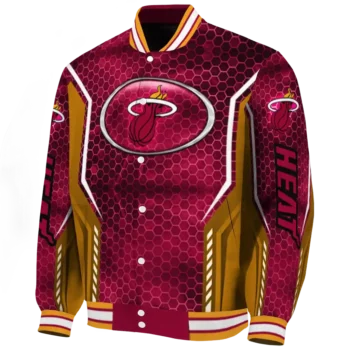personalized miami heat power plate red varsity jacket best selling.webp
