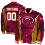 personalized miami heat power plate red varsity jacket best selling.webp