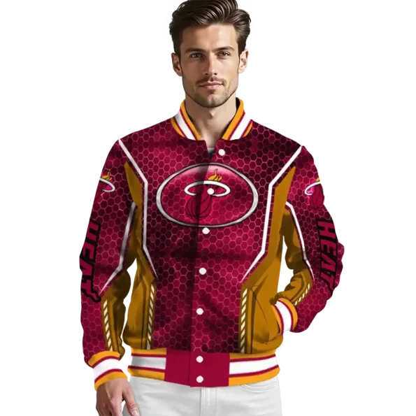 personalized miami heat power plate red varsity jacket high quality.webp