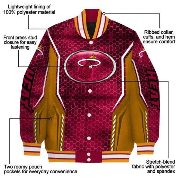personalized miami heat power plate red varsity jacket new arrival.webp