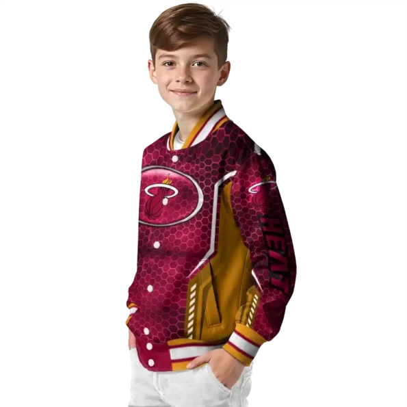 personalized miami heat power plate red varsity jacket trendy.webp