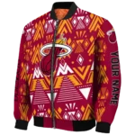 personalized miami heat pyramid shapes red bomber jacket best selling