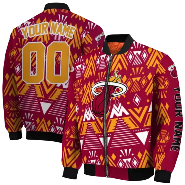 personalized miami heat pyramid shapes red bomber jacket fashion forward