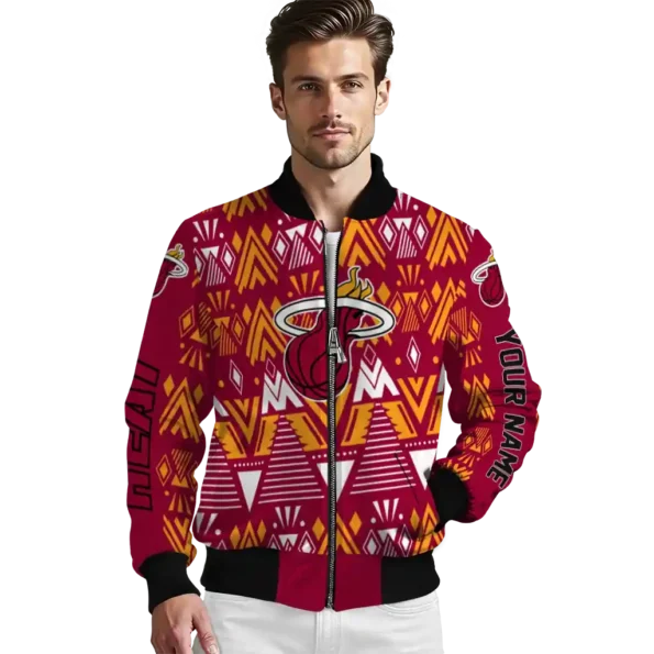 personalized miami heat pyramid shapes red bomber jacket high quality