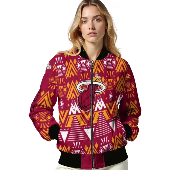 personalized miami heat pyramid shapes red bomber jacket latest model