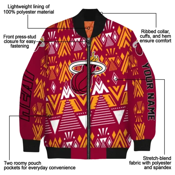 personalized miami heat pyramid shapes red bomber jacket new arrival