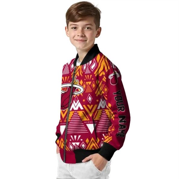 personalized miami heat pyramid shapes red bomber jacket trendy