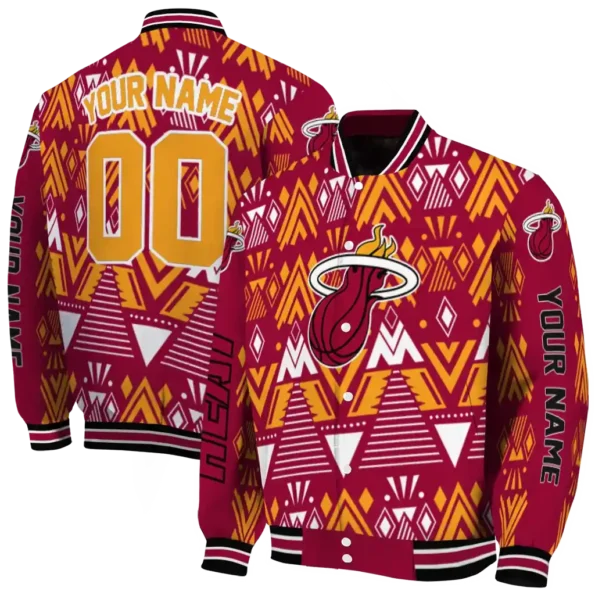 personalized miami heat pyramid shapes red varsity jacket fashion forward.webp