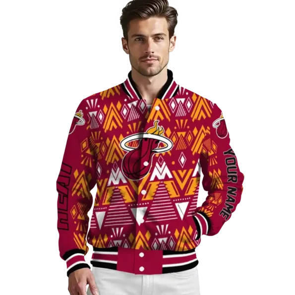 personalized miami heat pyramid shapes red varsity jacket high quality.webp