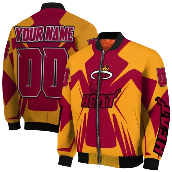 personalized miami heat spider mark red bomber jacket fashion forward