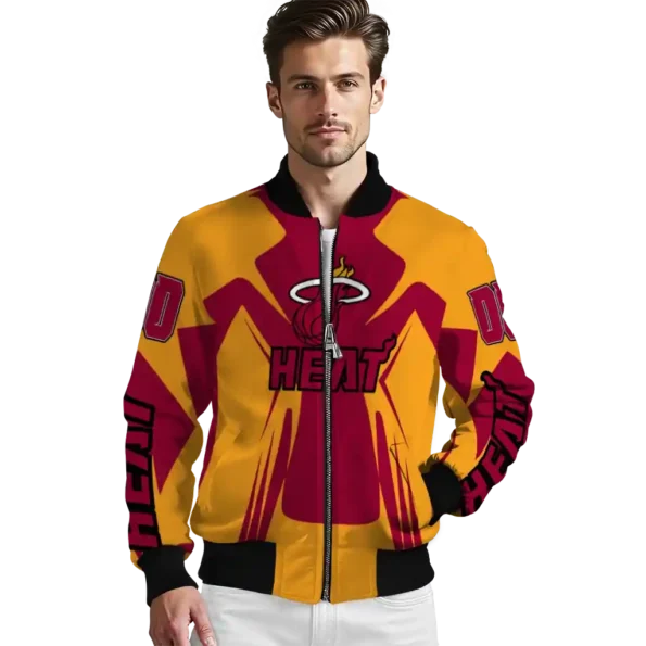 personalized miami heat spider mark red bomber jacket high quality