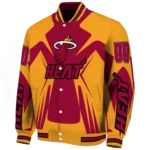 personalized miami heat spider mark red varsity jacket best selling.webp