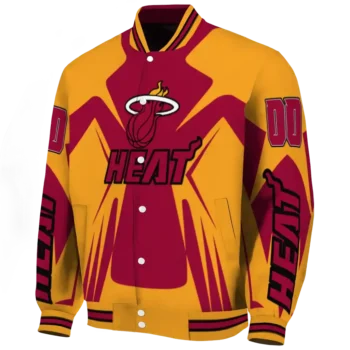 personalized miami heat spider mark red varsity jacket best selling.webp