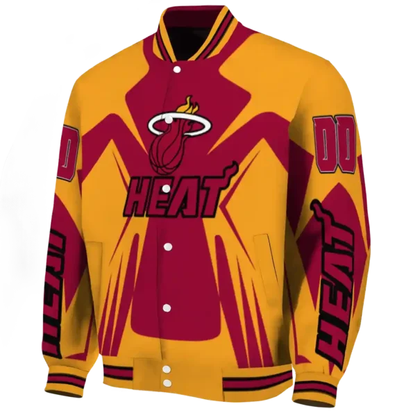 personalized miami heat spider mark red varsity jacket best selling.webp