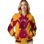 personalized miami heat spider mark red varsity jacket best selling.webp