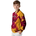personalized miami heat spider mark red varsity jacket best selling.webp