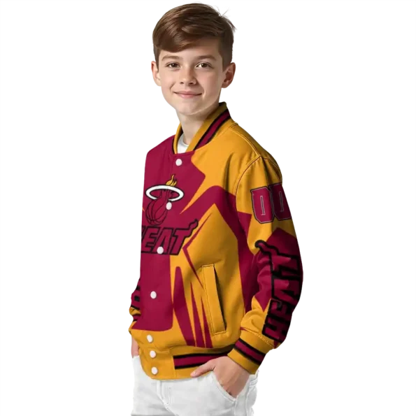 personalized miami heat spider mark red varsity jacket trendy.webp