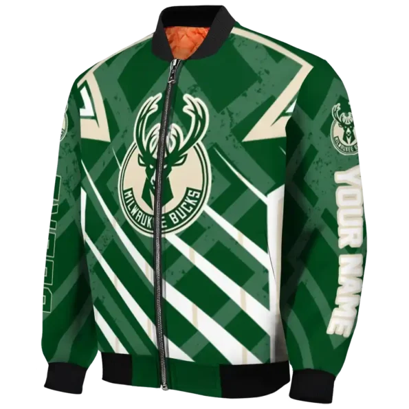 personalized milwaukee bucks chevron angles green bomber jacket best selling