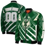 personalized milwaukee bucks chevron angles green bomber jacket best selling