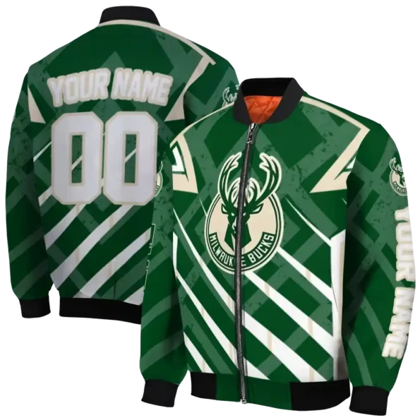 personalized milwaukee bucks chevron angles green bomber jacket fashion forward