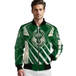 personalized milwaukee bucks chevron angles green bomber jacket best selling