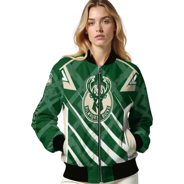 personalized milwaukee bucks chevron angles green bomber jacket latest model
