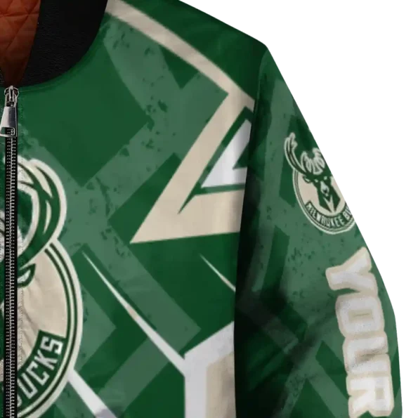personalized milwaukee bucks chevron angles green bomber jacket premium grade