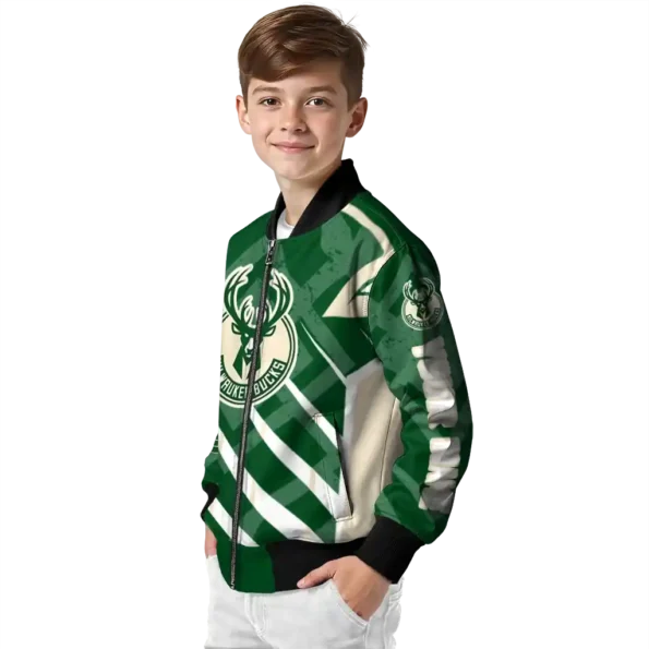 personalized milwaukee bucks chevron angles green bomber jacket trendy