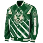 personalized milwaukee bucks chevron angles green varsity jacket best selling.webp