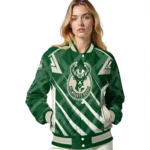 personalized milwaukee bucks chevron angles green varsity jacket best selling.webp