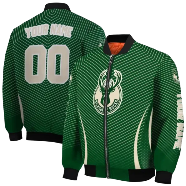 personalized milwaukee bucks chevron arrow green bomber jacket fashion forward