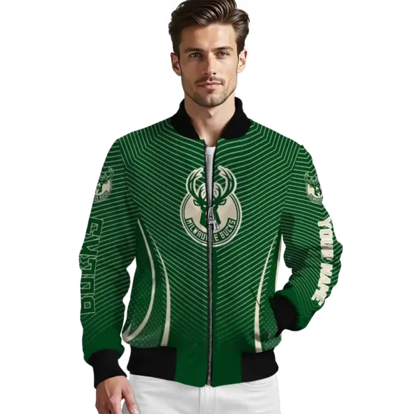 personalized milwaukee bucks chevron arrow green bomber jacket high quality