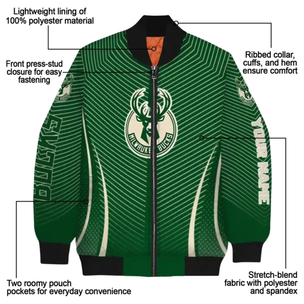 personalized milwaukee bucks chevron arrow green bomber jacket new arrival