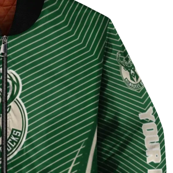 personalized milwaukee bucks chevron arrow green bomber jacket premium grade