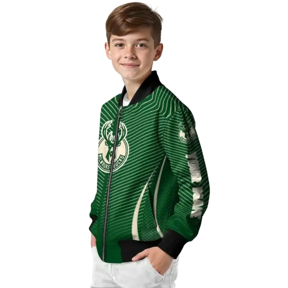 personalized milwaukee bucks chevron arrow green bomber jacket trendy