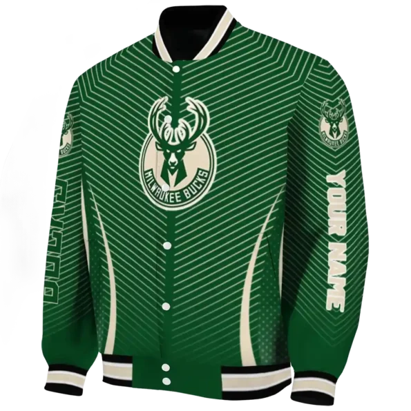 personalized milwaukee bucks chevron arrow green varsity jacket best selling.webp