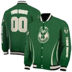 personalized milwaukee bucks chevron arrow green varsity jacket best selling.webp