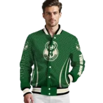 personalized milwaukee bucks chevron arrow green varsity jacket best selling.webp