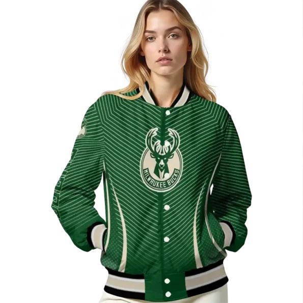 personalized milwaukee bucks chevron arrow green varsity jacket latest model.webp